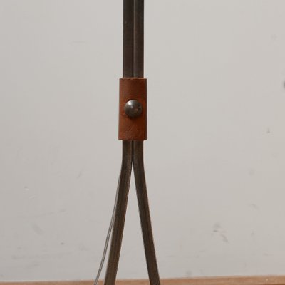 Mid-Century Leather and Iron Floor Lamp by Jean-Pierre Ryckaert-JRP-953420