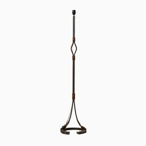 Mid-Century Leather and Iron Floor Lamp by Jean-Pierre Ryckaert-JRP-953420