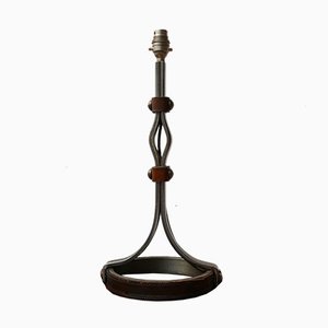 Mid-Century Leather and Iron Table Lamp by Jean-Pierre Ryckaert-JRP-996559