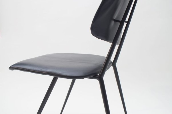 Mid-Century Leather and Metal Side Chair, 1950s-KQB-692805