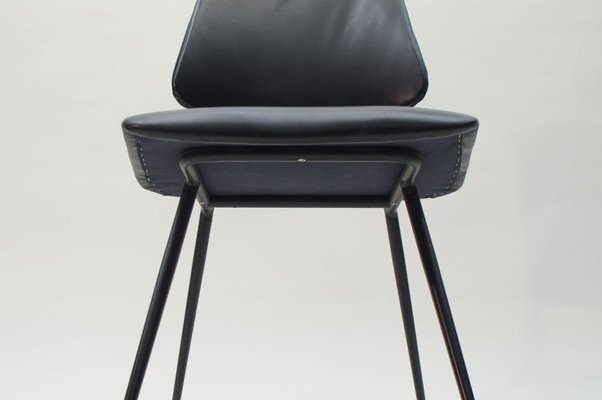 Mid-Century Leather and Metal Side Chair, 1950s-KQB-692805