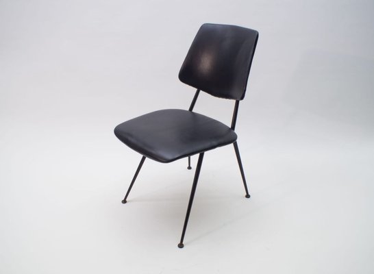 Mid-Century Leather and Metal Side Chair, 1950s-KQB-692805