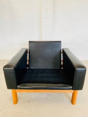 Mid-Century Leather and Oak Club Chair by Poul M. Volther, 1960s-UAY-2031616