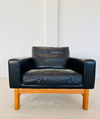 Mid-Century Leather and Oak Club Chair by Poul M. Volther, 1960s-UAY-2031616