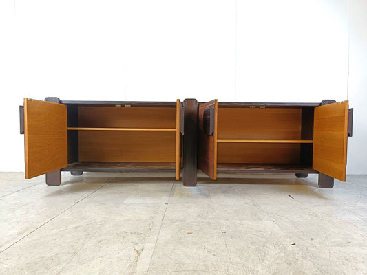 Mid-Century Leather and Wood Sideboard by Hi Plan, 1960s