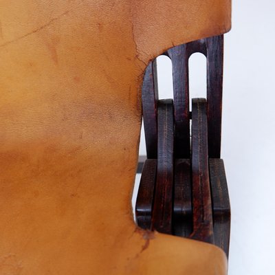 Mid-Century Leather and Wooden Folding Chair by Børge Mogensen, 1950s-NYF-2019017