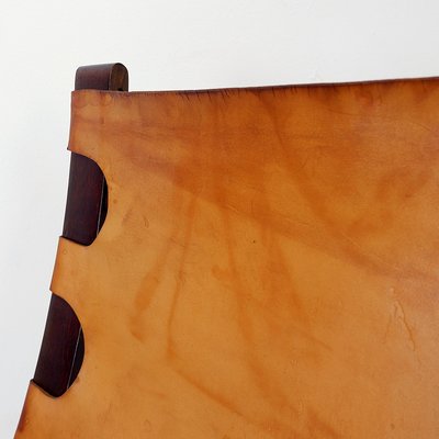 Mid-Century Leather and Wooden Folding Chair by Børge Mogensen, 1950s-NYF-2019017