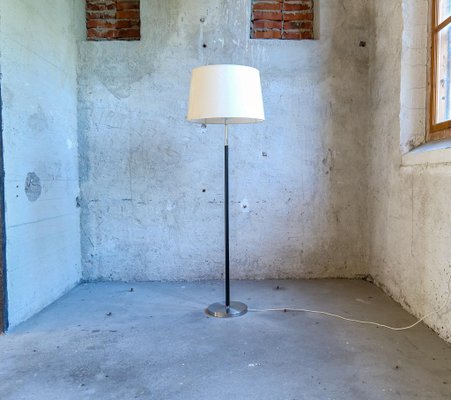 Mid-Century Leather Chrome Floor Lamp from Atelje Lyktan, Sweden, 1960s-UYK-1384989