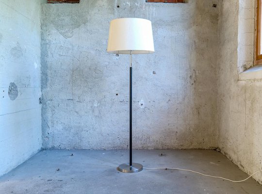 Mid-Century Leather Chrome Floor Lamp from Atelje Lyktan, Sweden, 1960s-UYK-1384989