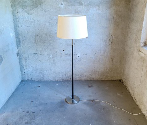 Mid-Century Leather Chrome Floor Lamp from Atelje Lyktan, Sweden, 1960s-UYK-1384989