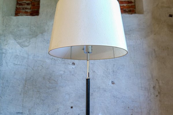 Mid-Century Leather Chrome Floor Lamp from Atelje Lyktan, Sweden, 1960s-UYK-1384989