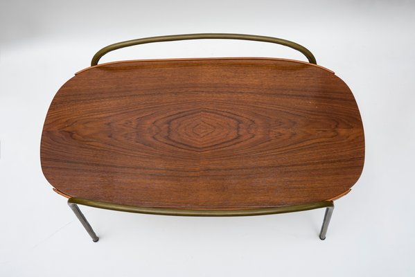 Mid-Century Leather Coffee Table by Jacques Adnet, 1950s-VRR-594639