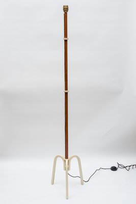 Mid-Century Leather Floor Lamp by Jacques Adnet, 1950s-VRR-594656