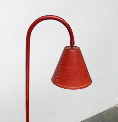 Mid-Century Leather Floor Lamp by Jacques Adnet for Valenti, Spain, 1960s-UAH-1604963