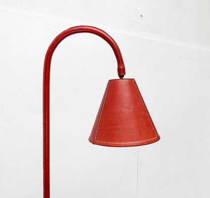 Mid-Century Leather Floor Lamp by Jacques Adnet for Valenti, Spain, 1960s-UAH-1604963