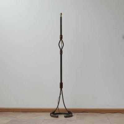 Mid-Century Leather & Iron Floor Lamp by Jean-Pierre Ryckaert-JRP-974020