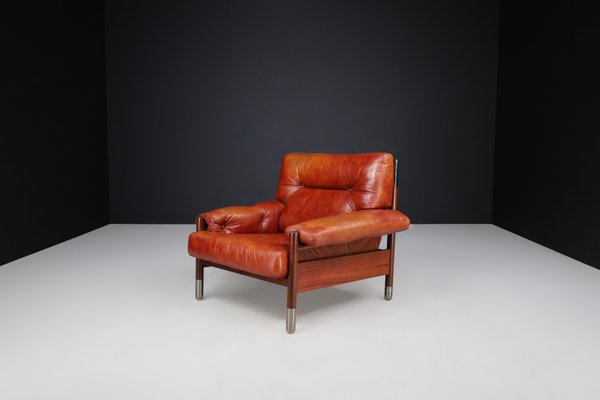 Mid-Century Leather Lounge Chair and Ottoman by Carlo de Carli, Italy, 1970s, Set of 2-TRW-1752856