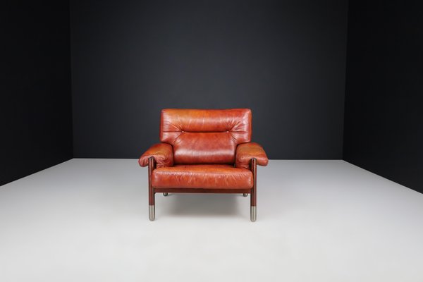 Mid-Century Leather Lounge Chair and Ottoman by Carlo de Carli, Italy, 1970s, Set of 2-TRW-1752856