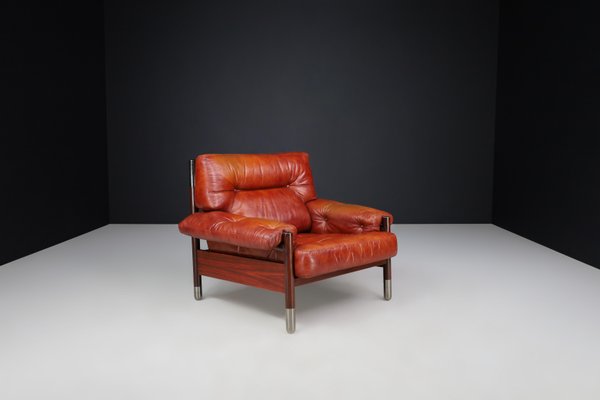 Mid-Century Leather Lounge Chair and Ottoman by Carlo de Carli, Italy, 1970s, Set of 2-TRW-1752856