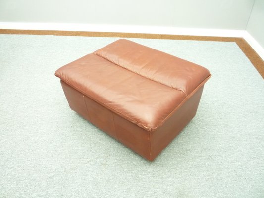 Mid-Century Leather Lounge Chair & Footstool, 1970s, Set of 2-UG-1172010