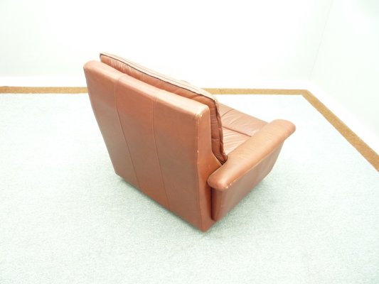 Mid-Century Leather Lounge Chair & Footstool, 1970s, Set of 2-UG-1172010