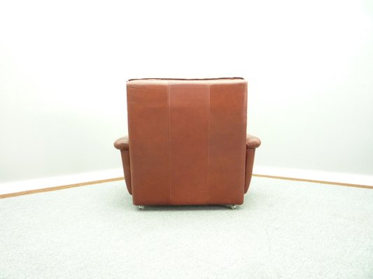 Mid-Century Leather Lounge Chair & Footstool, 1970s, Set of 2-UG-1172010