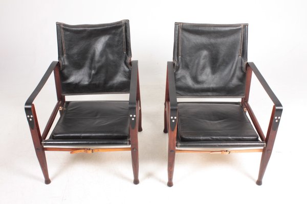 Mid-Century Leather Lounge Chairs by Kaare Klint for Rud. Rasmussen, 1960s, Set of 2-FK-673697