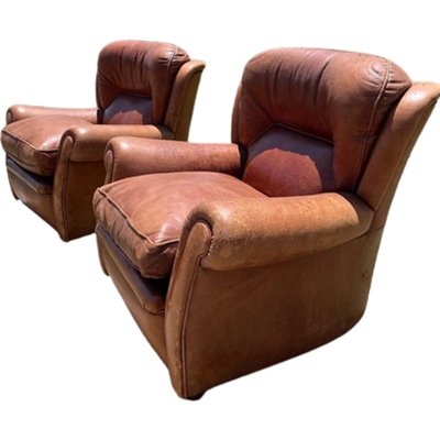 Mid-Century Leather Lounge Chairs, Set of 2-TCS-1703989