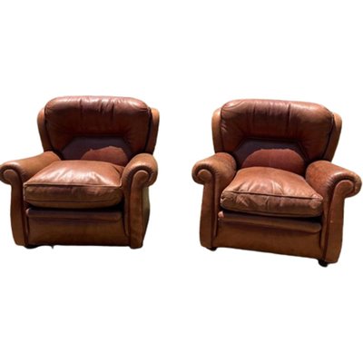 Mid-Century Leather Lounge Chairs, Set of 2-TCS-1703989