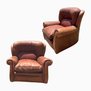 Mid-Century Leather Lounge Chairs, Set of 2-TCS-1703989