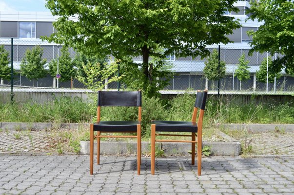 Mid-Century Leather & Oak Model 3024 Dining Chairs by Helmut Magg for Deutsche Werkstatten, 1957, Set of 4-UF-1371991