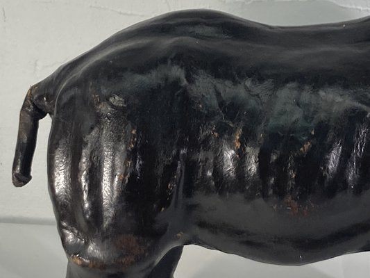 Mid-Century Leather Rhino Statue, England-BHG-1345239