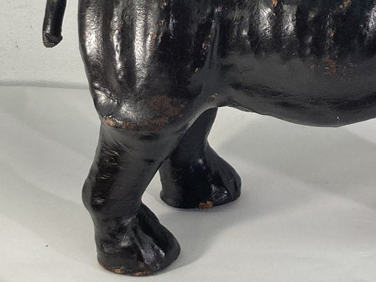 Mid-Century Leather Rhino Statue, England-BHG-1345239