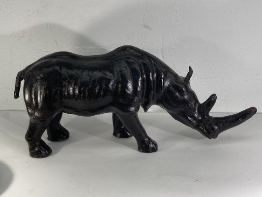 Mid-Century Leather Rhino Statue, England-BHG-1345239