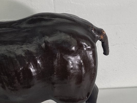 Mid-Century Leather Rhino Statue, England-BHG-1345239