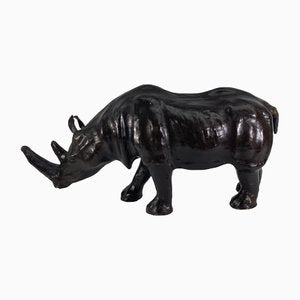 Mid-Century Leather Rhino Statue, England-BHG-1345239