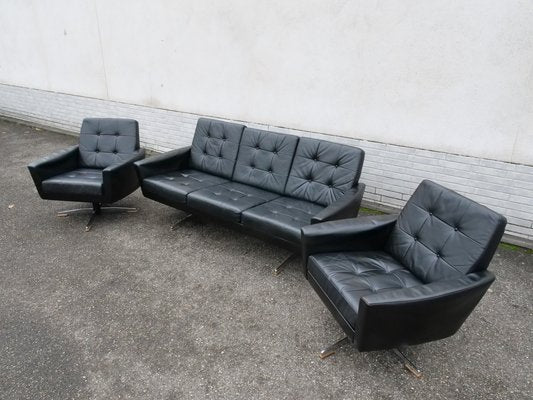 Mid-Century Leather Sofas and Armchairs from Krasemann, 1960s, Set of 3-LVS-1760305