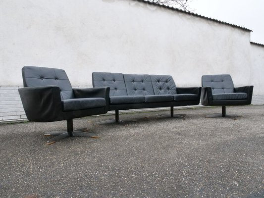 Mid-Century Leather Sofas and Armchairs from Krasemann, 1960s, Set of 3-LVS-1760305