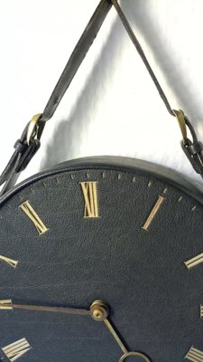 Mid-Century Leather Wall Clock-GJF-1259083