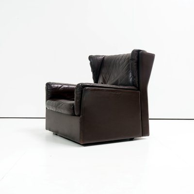 Mid-Century Leather Wingback Club Chair-SV-925853