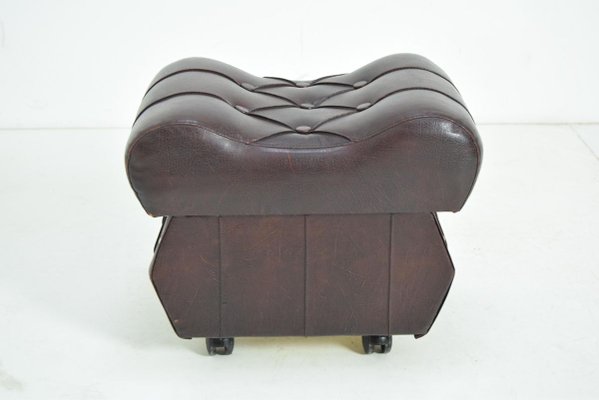 Mid-Century Leatherette Stool with Wheels, 1970s-TZ-844094