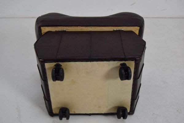 Mid-Century Leatherette Stool with Wheels, 1970s-TZ-844094