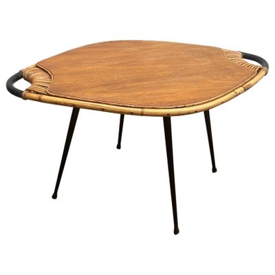 Mid-Century Lemon Shaped Bamboo Coffee Table-FGA-983349