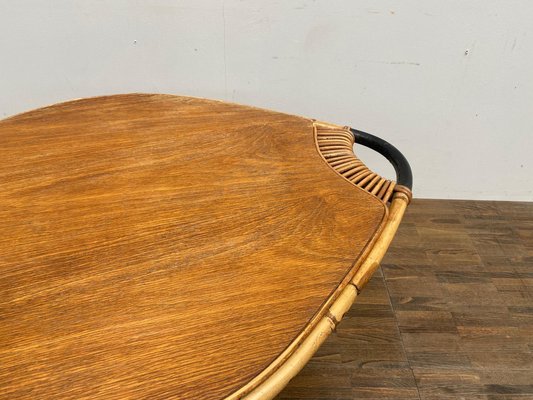 Mid-Century Lemon Shaped Bamboo Coffee Table-FGA-983349