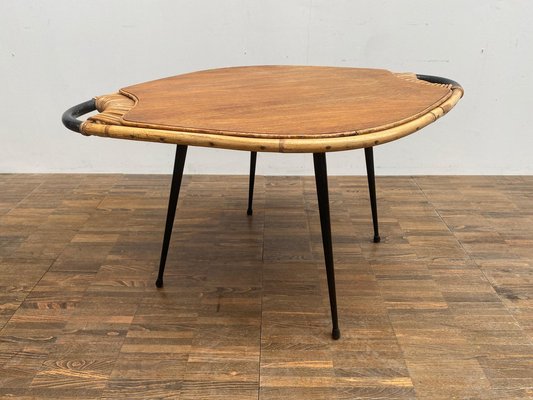 Mid-Century Lemon Shaped Bamboo Coffee Table-FGA-983349