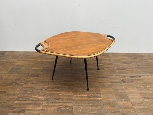 Mid-Century Lemon Shaped Bamboo Coffee Table-FGA-983349