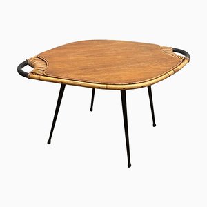 Mid-Century Lemon Shaped Bamboo Coffee Table-FGA-983349