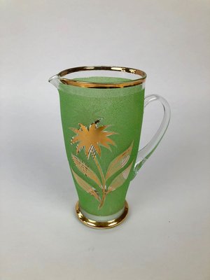 Mid-Century Lemonade Set in Jade Green Glass, 1950s, Set of 5-BAF-763503