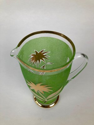 Mid-Century Lemonade Set in Jade Green Glass, 1950s, Set of 5-BAF-763503