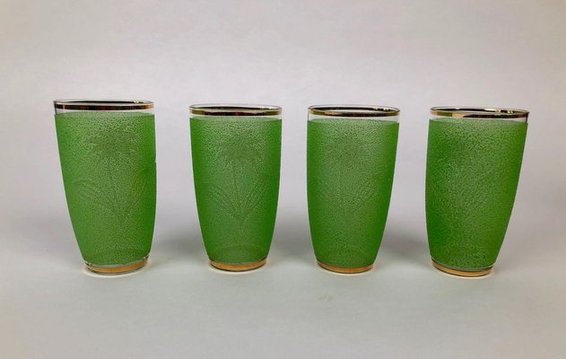 Mid-Century Lemonade Set in Jade Green Glass, 1950s, Set of 5-BAF-763503